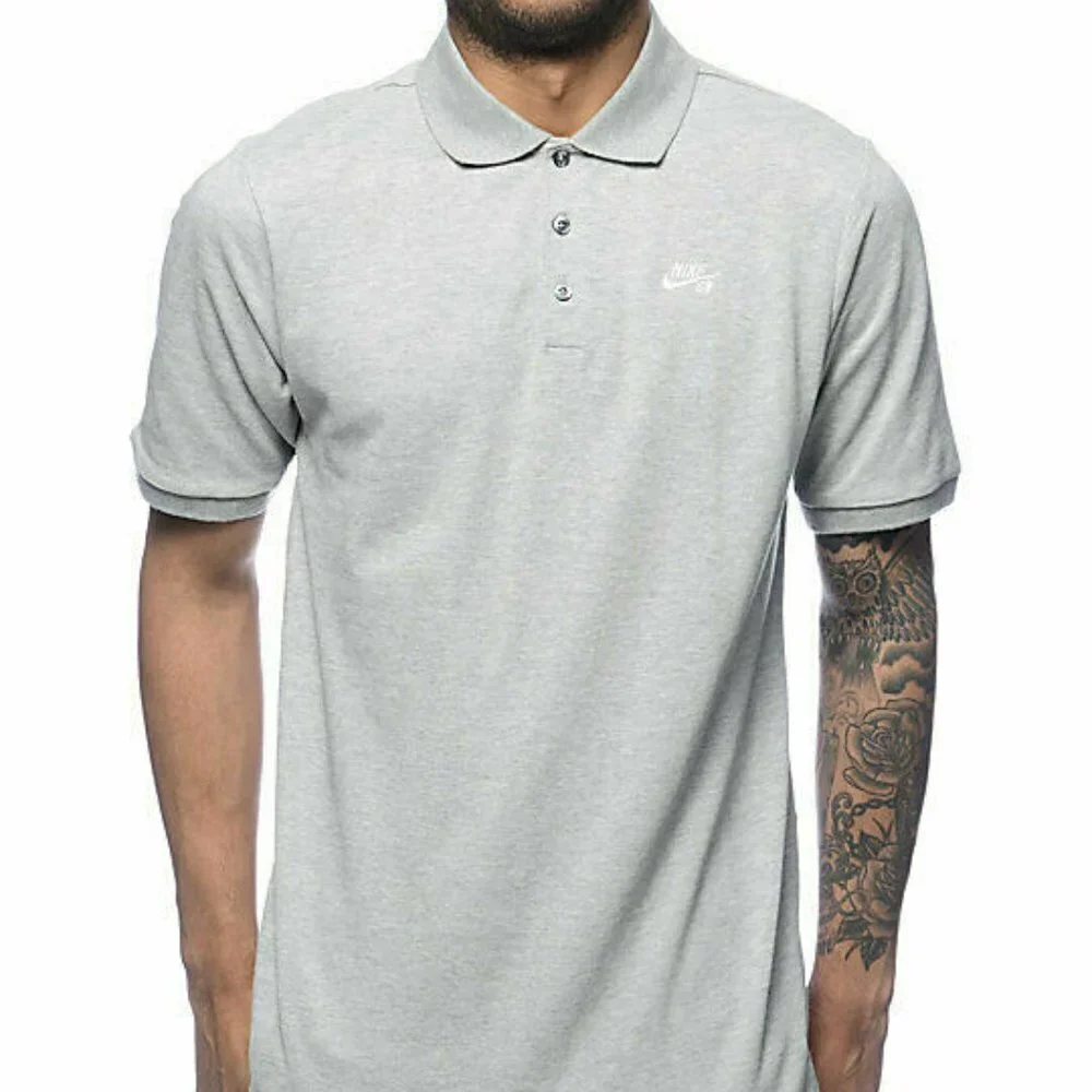 Nike BS Men's Dri-Fit Pique Olo Shirt Short Sleeve Grey Polo Textured Skateboard